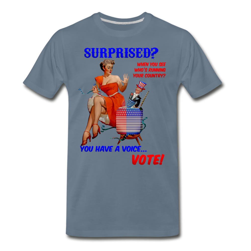 Pinup Voting "Surprised" - Men's Premium T-Shirt - steel blue