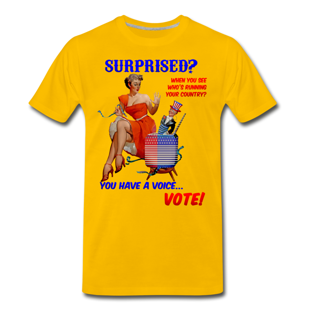 Pinup Voting "Surprised" - Men's Premium T-Shirt - sun yellow