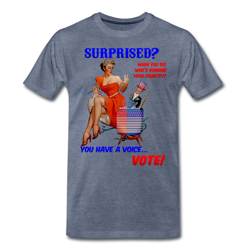 Pinup Voting "Surprised" - Men's Premium T-Shirt - heather blue