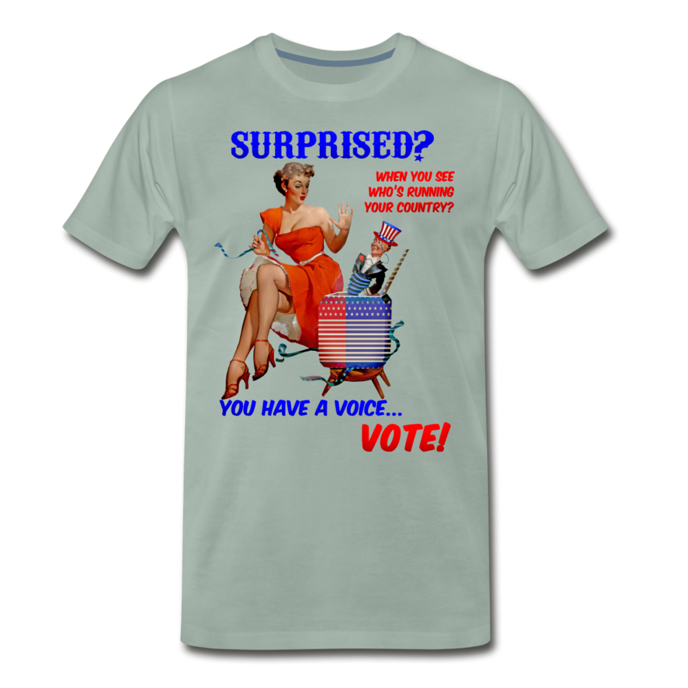 Pinup Voting "Surprised" - Men's Premium T-Shirt - steel green