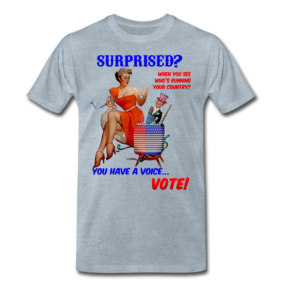 Pinup Voting "Surprised" - Men's Premium T-Shirt - heather ice blue