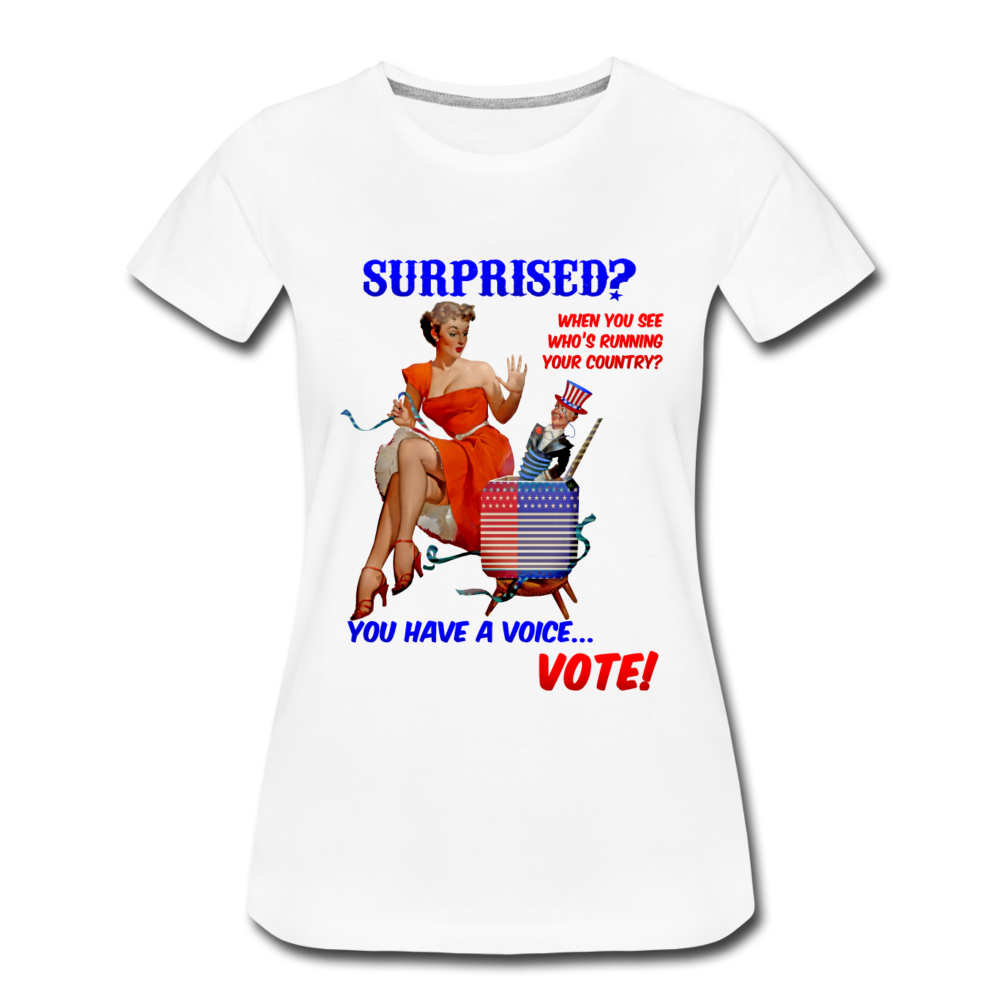 Pinup Voting "Surprised" - Women’s Premium T-Shirt - white