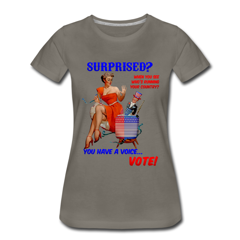 Pinup Voting "Surprised" - Women’s Premium T-Shirt - asphalt gray