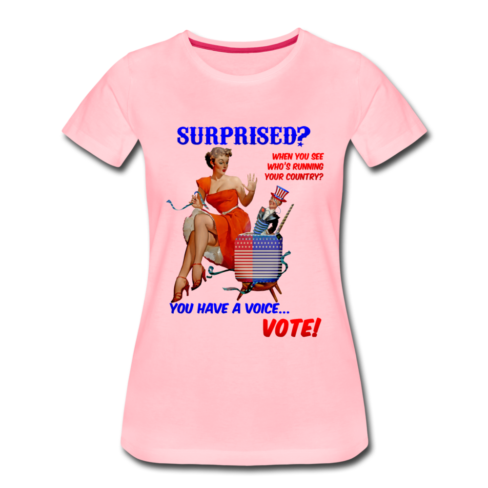 Pinup Voting "Surprised" - Women’s Premium T-Shirt - pink