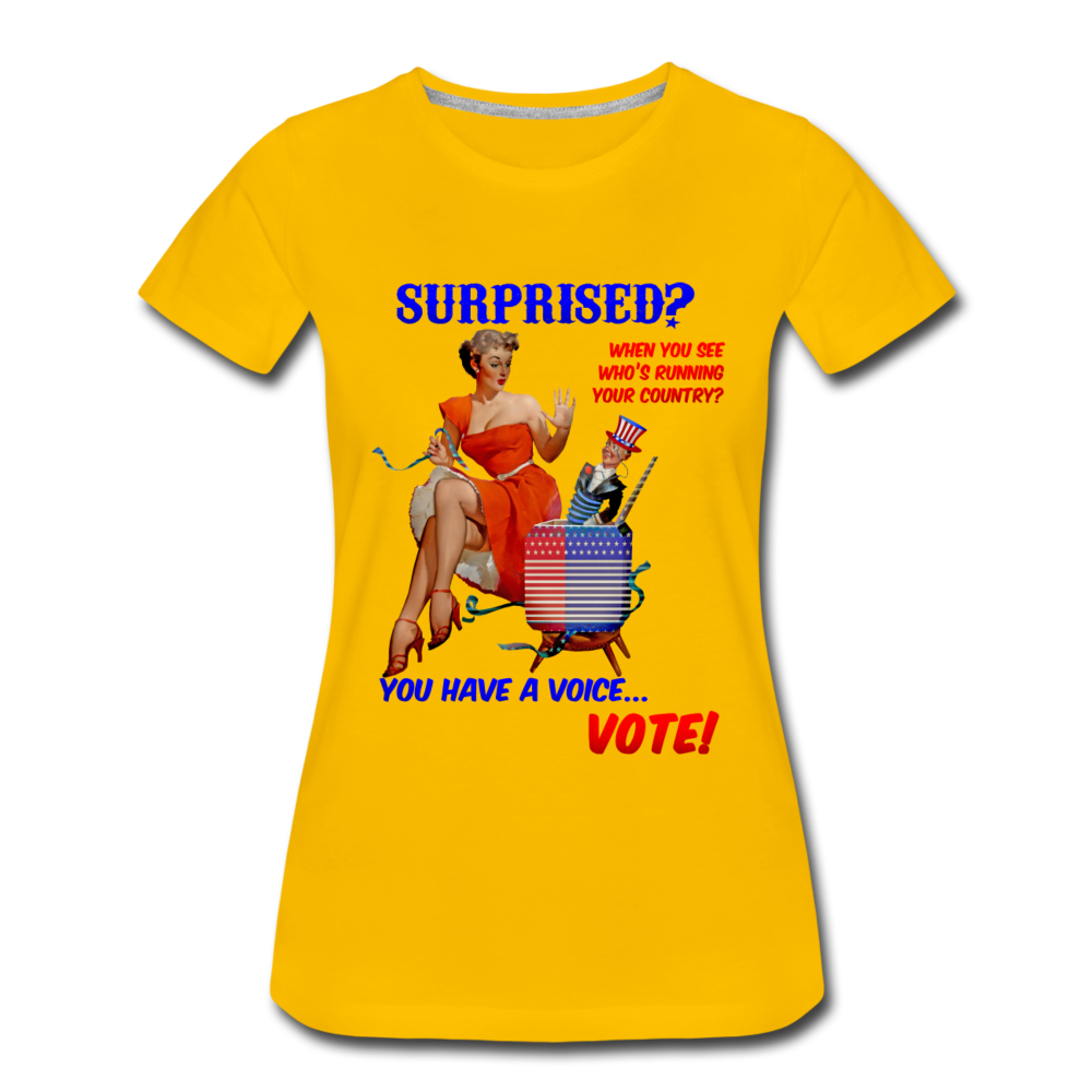 Pinup Voting "Surprised" - Women’s Premium T-Shirt - sun yellow