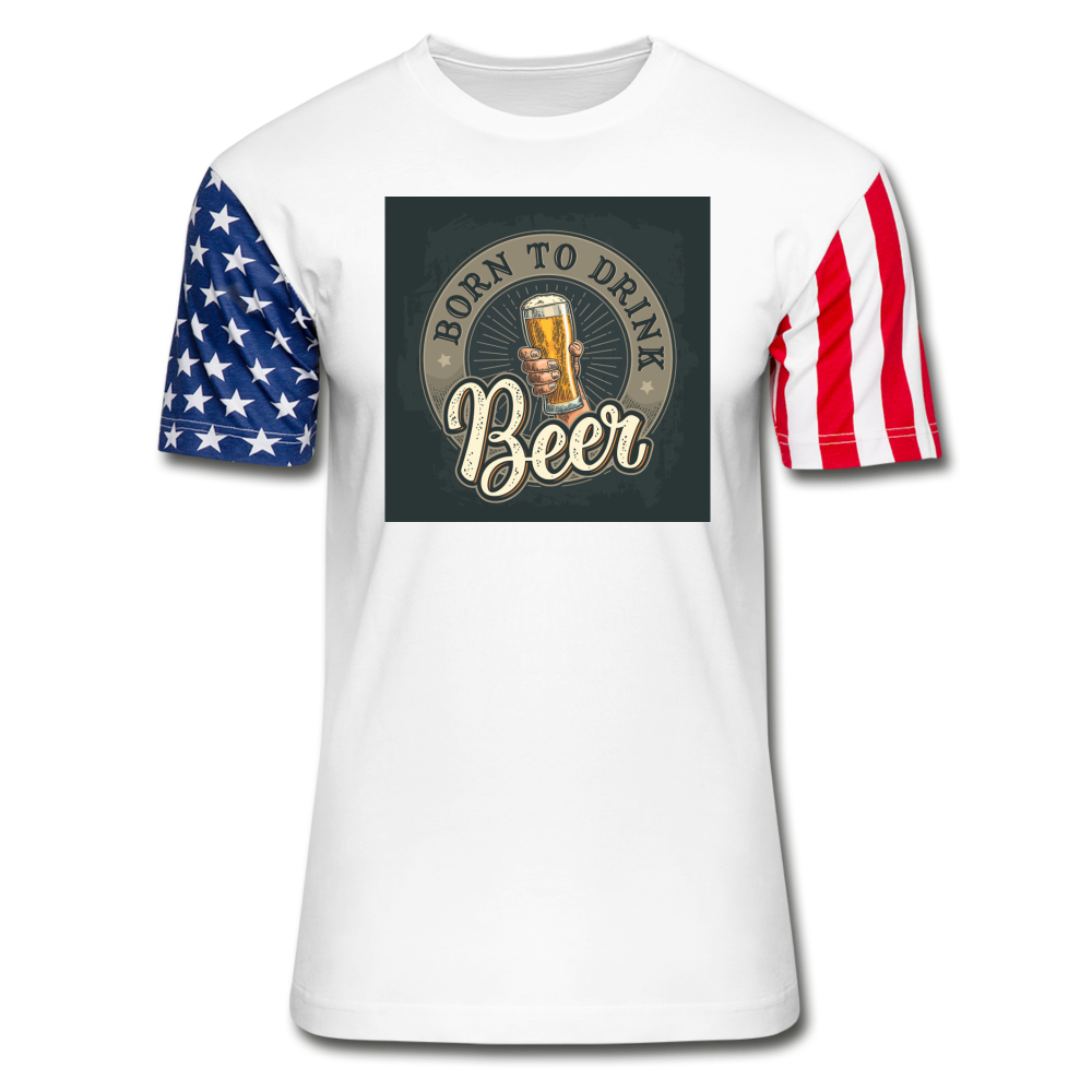 Born To Drink Beer - Stars & Stripes T-Shirt - white