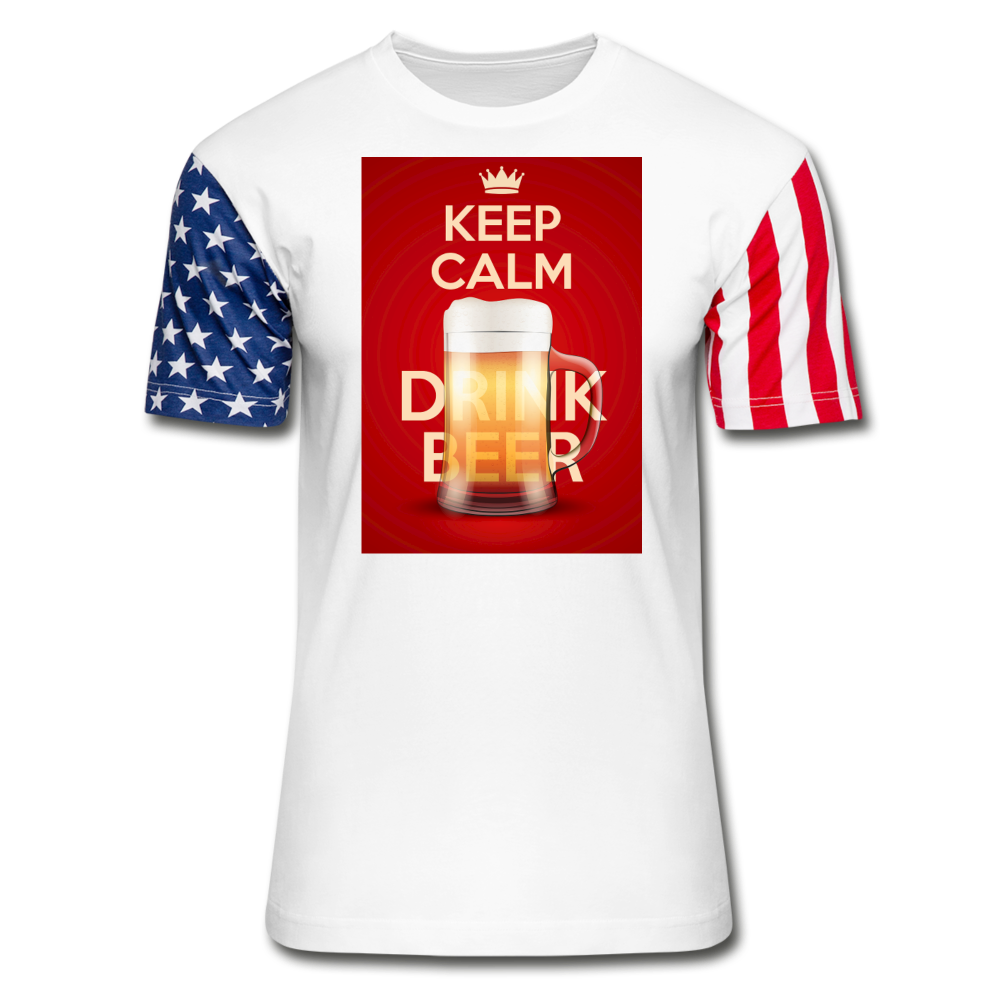 Keep Calm Drink Beer - Stars & Stripes T-Shirt - white