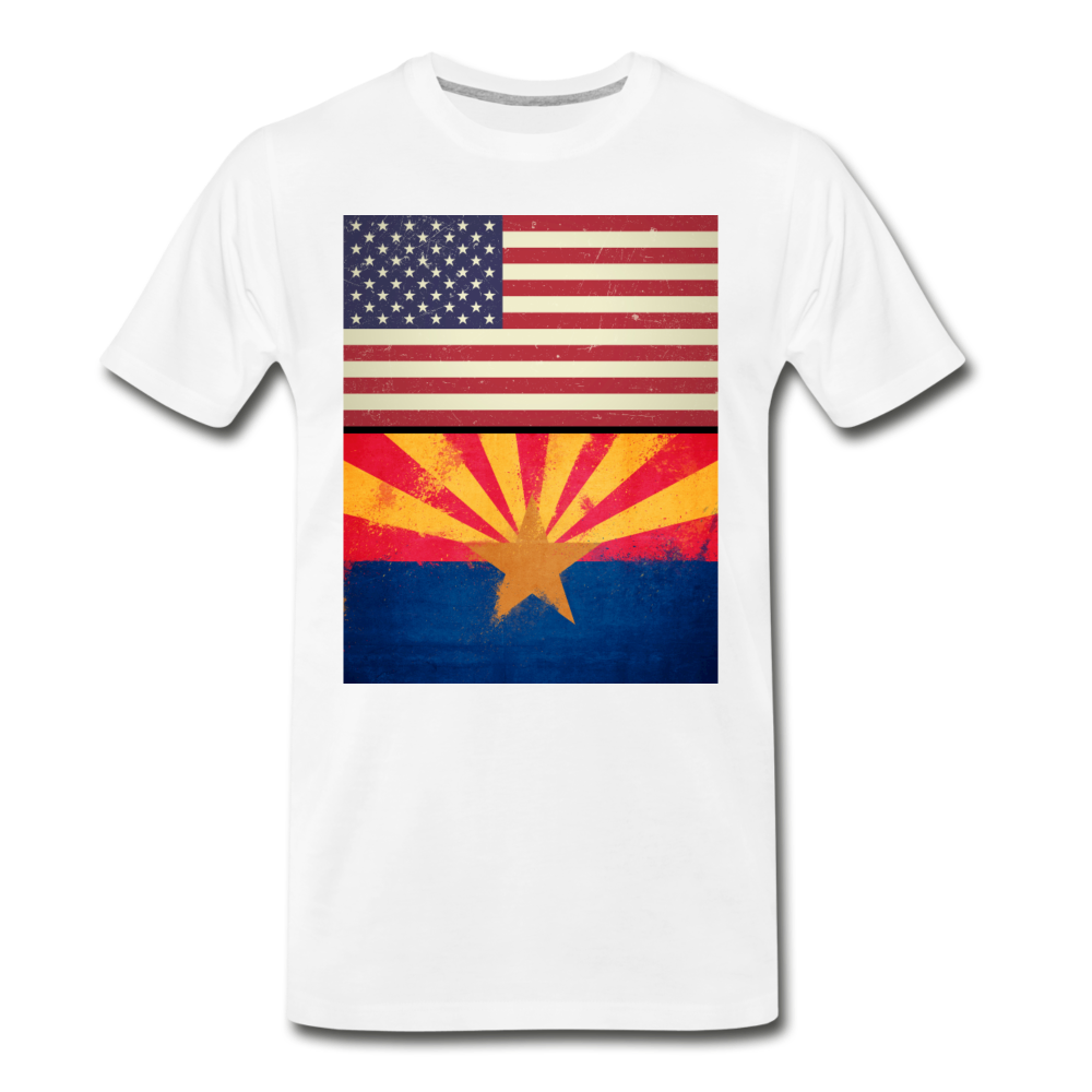 US & Arizona Grunge Flags - Men's Premium T-Shirt - white