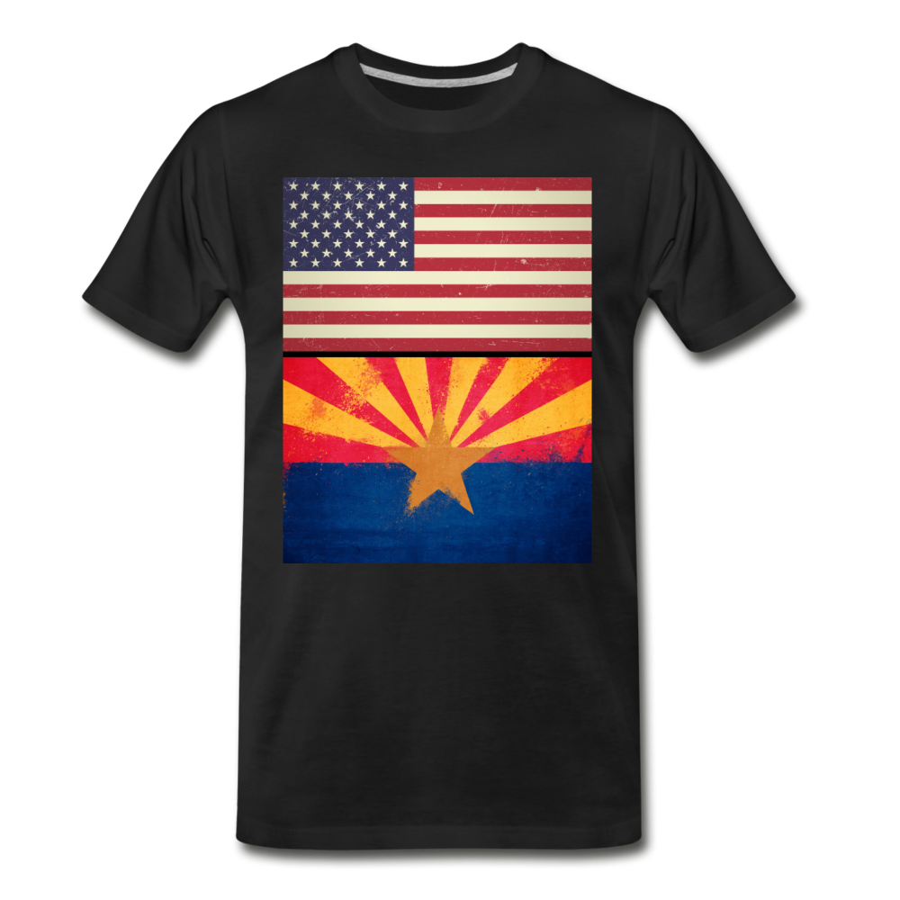 US & Arizona Grunge Flags - Men's Premium T-Shirt - black