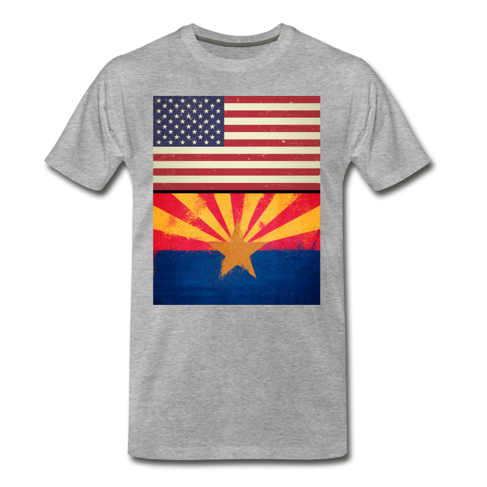 US & Arizona Grunge Flags - Men's Premium T-Shirt - heather gray