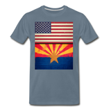 US & Arizona Grunge Flags - Men's Premium T-Shirt - steel blue