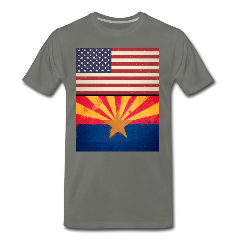 US & Arizona Grunge Flags - Men's Premium T-Shirt - asphalt gray