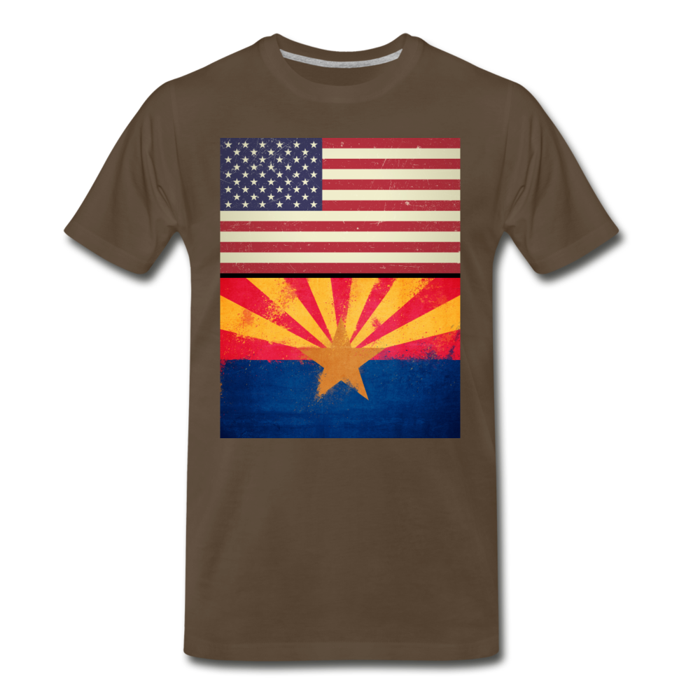 US & Arizona Grunge Flags - Men's Premium T-Shirt - noble brown