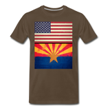 US & Arizona Grunge Flags - Men's Premium T-Shirt - noble brown