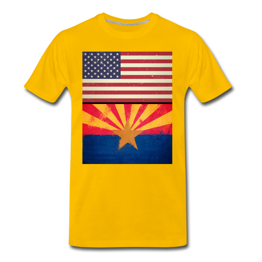 US & Arizona Grunge Flags - Men's Premium T-Shirt - sun yellow