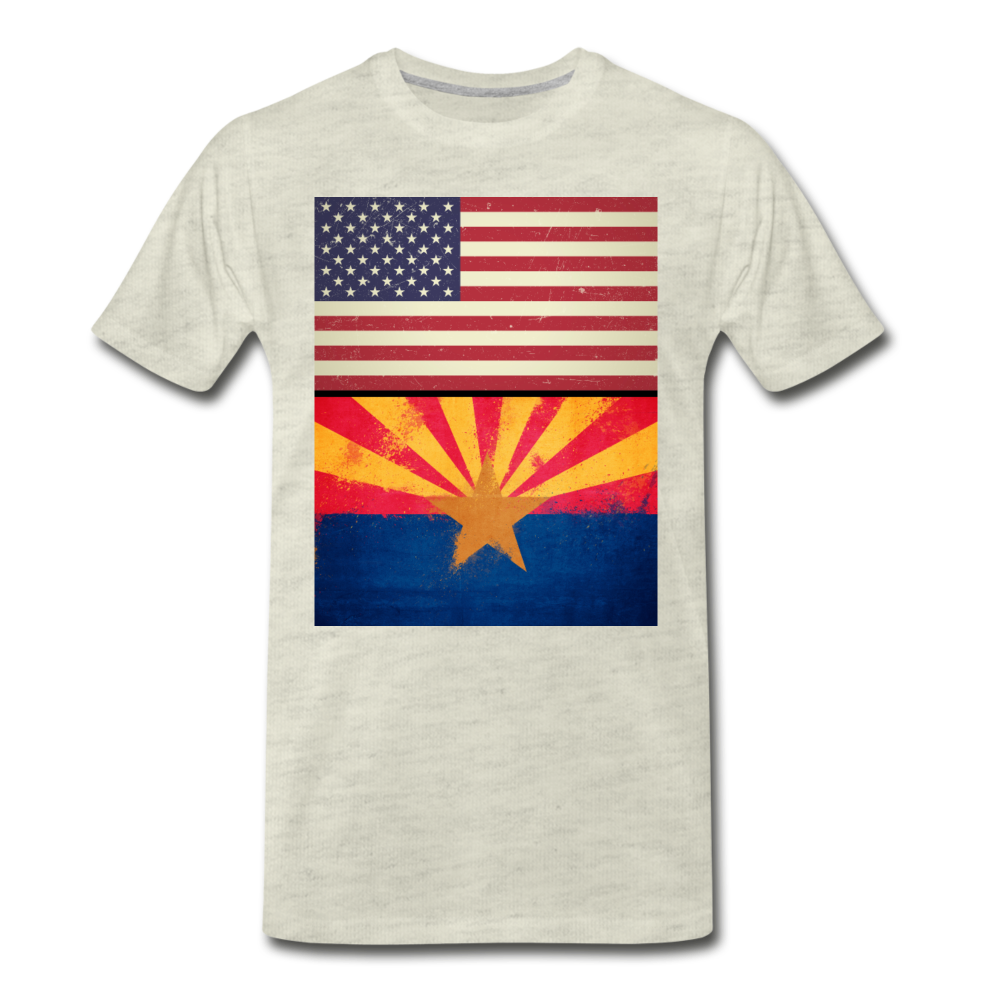 US & Arizona Grunge Flags - Men's Premium T-Shirt - heather oatmeal