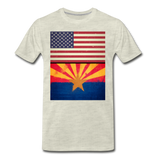 US & Arizona Grunge Flags - Men's Premium T-Shirt - heather oatmeal