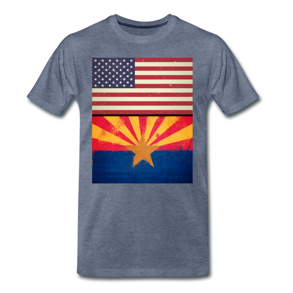 US & Arizona Grunge Flags - Men's Premium T-Shirt - heather blue