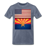 US & Arizona Grunge Flags - Men's Premium T-Shirt - heather blue