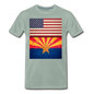 US & Arizona Grunge Flags - Men's Premium T-Shirt - steel green