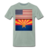 US & Arizona Grunge Flags - Men's Premium T-Shirt - steel green