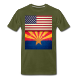 US & Arizona Grunge Flags - Men's Premium T-Shirt - olive green