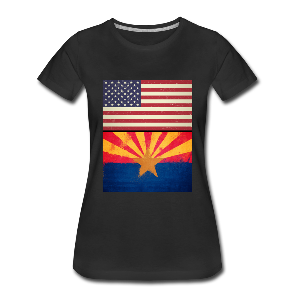 US & Arizona Grunge Flags - Women’s Premium T-Shirt - black