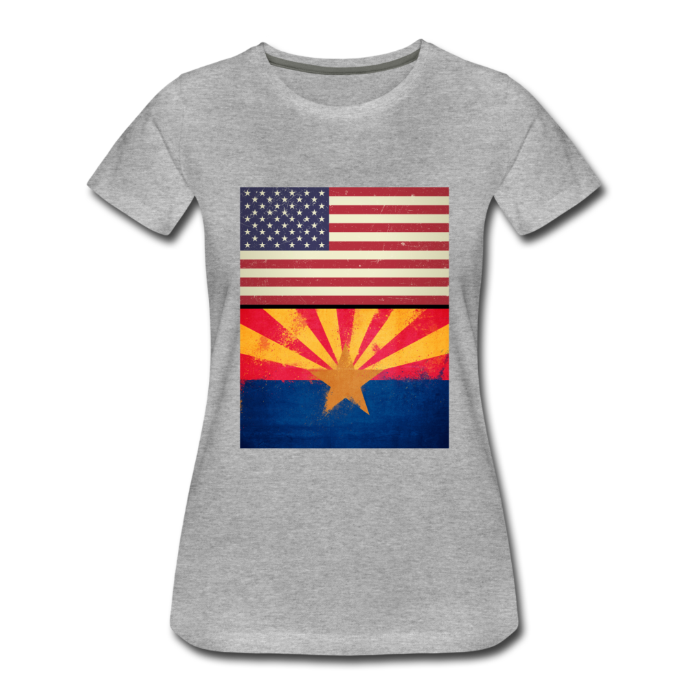 US & Arizona Grunge Flags - Women’s Premium T-Shirt - heather gray