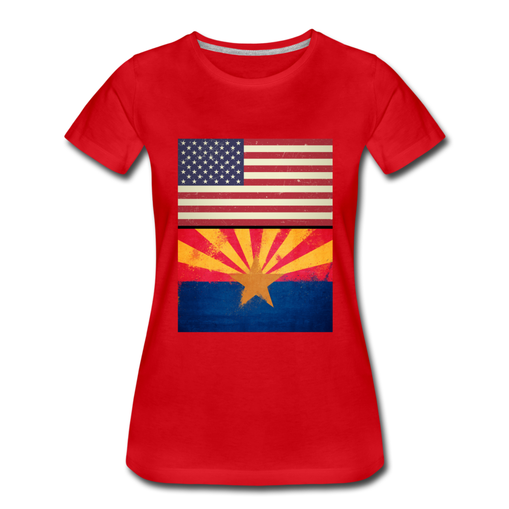 US & Arizona Grunge Flags - Women’s Premium T-Shirt - red