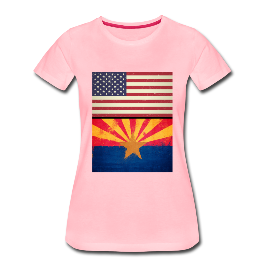 US & Arizona Grunge Flags - Women’s Premium T-Shirt - pink