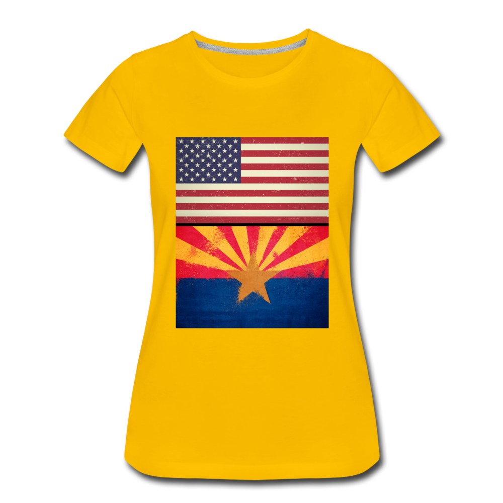 US & Arizona Grunge Flags - Women’s Premium T-Shirt - sun yellow