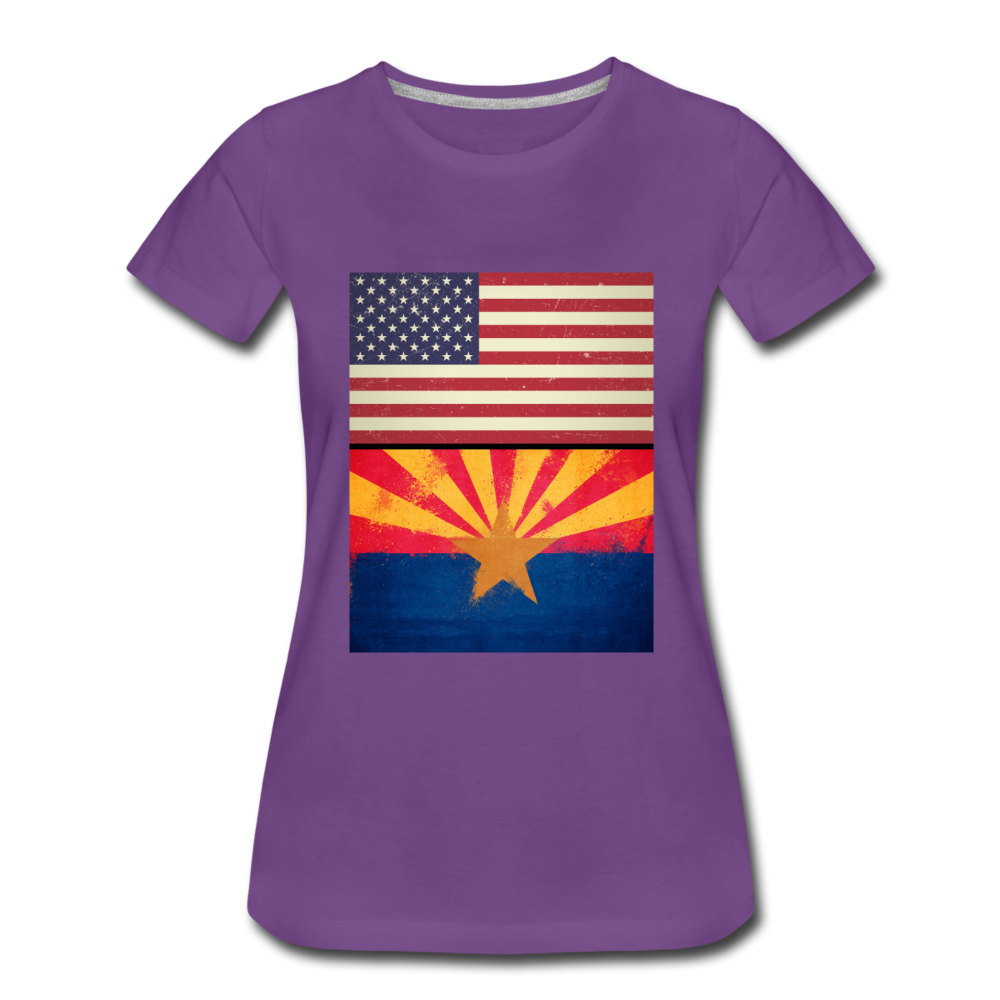 US & Arizona Grunge Flags - Women’s Premium T-Shirt - purple