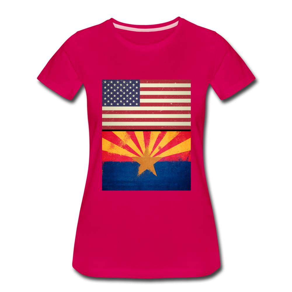 US & Arizona Grunge Flags - Women’s Premium T-Shirt - dark pink