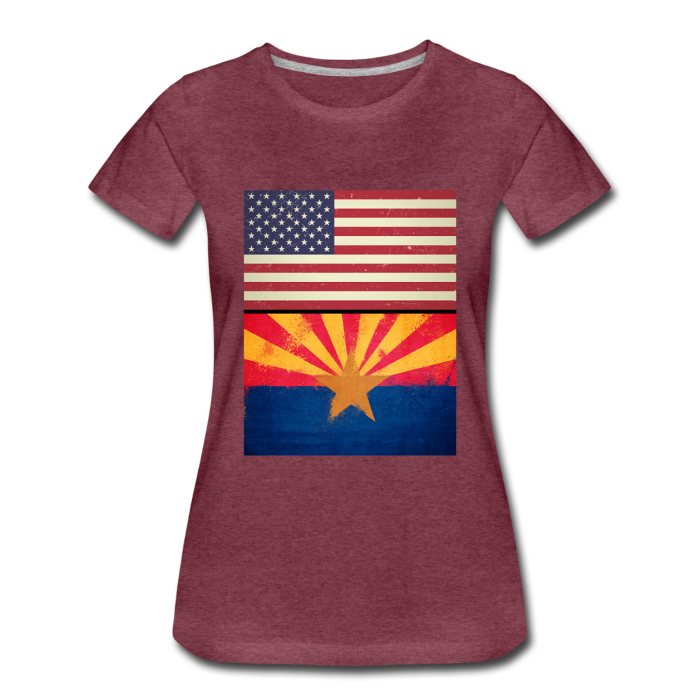 US & Arizona Grunge Flags - Women’s Premium T-Shirt - heather burgundy