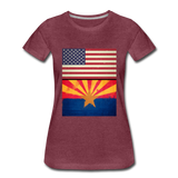 US & Arizona Grunge Flags - Women’s Premium T-Shirt - heather burgundy