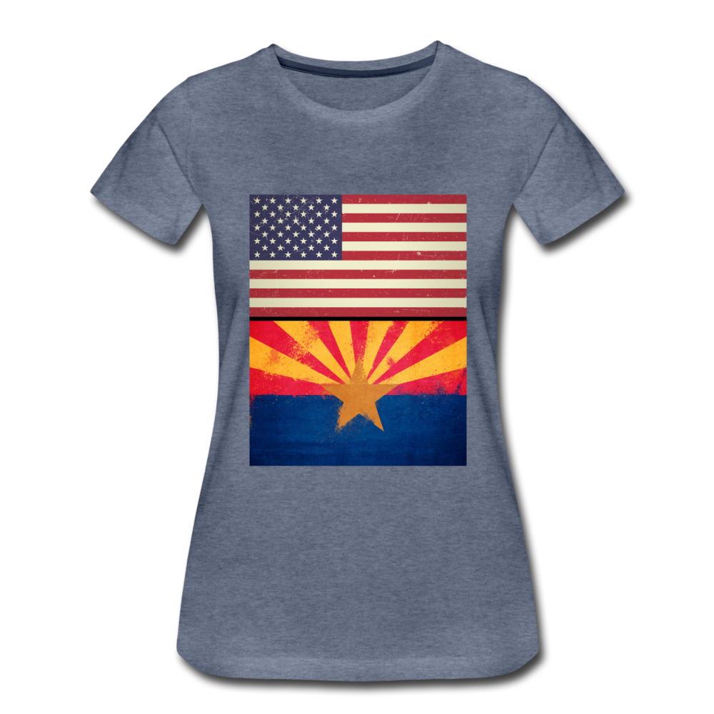 US & Arizona Grunge Flags - Women’s Premium T-Shirt - heather blue