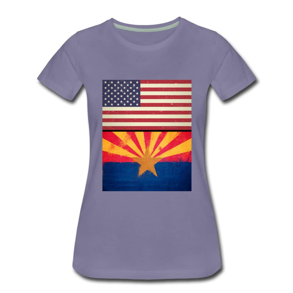 US & Arizona Grunge Flags - Women’s Premium T-Shirt - washed violet