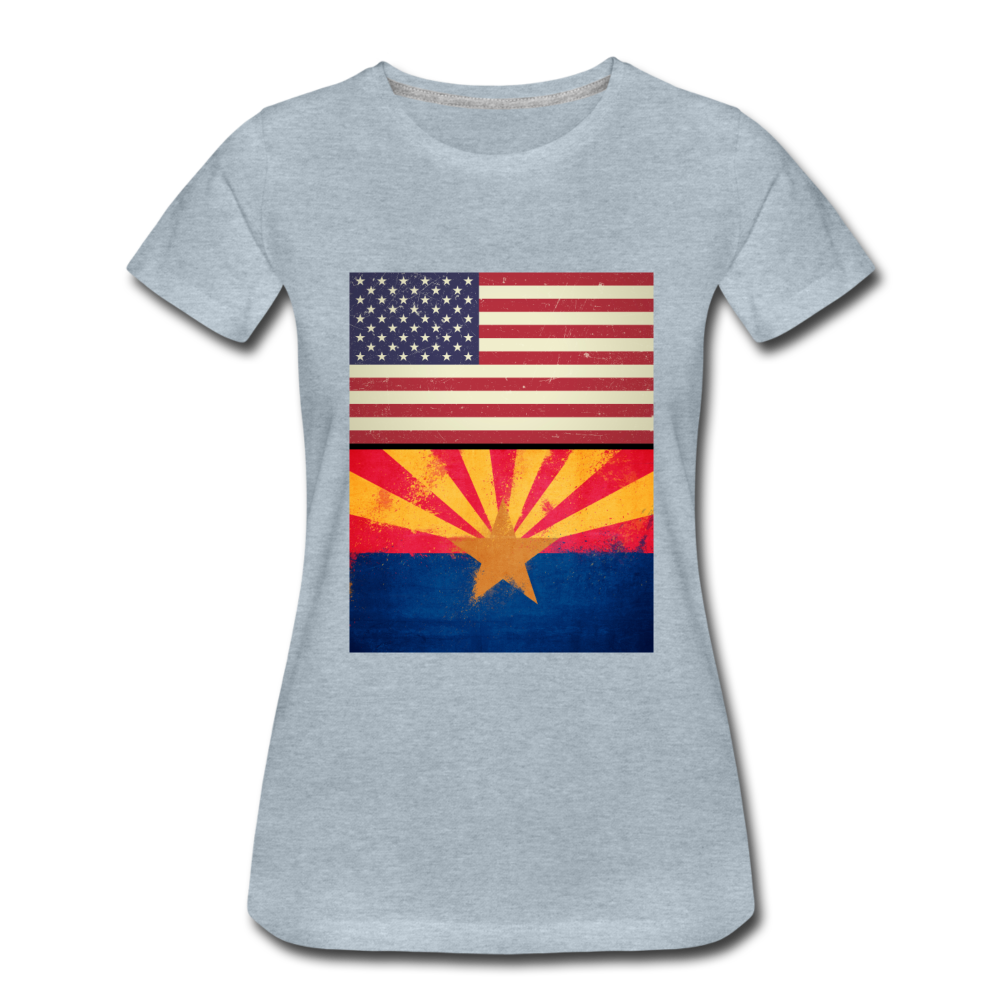 US & Arizona Grunge Flags - Women’s Premium T-Shirt - heather ice blue