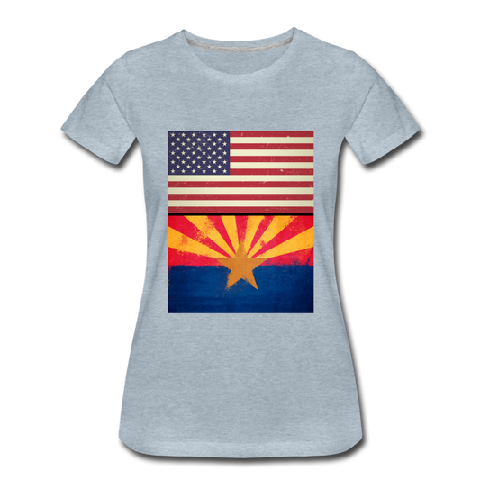 US & Arizona Grunge Flags - Women’s Premium T-Shirt - heather ice blue