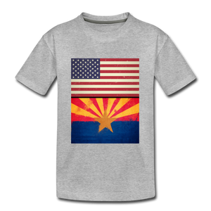 US & Arizona Grunge Flags - Kids' Premium T-Shirt - heather gray