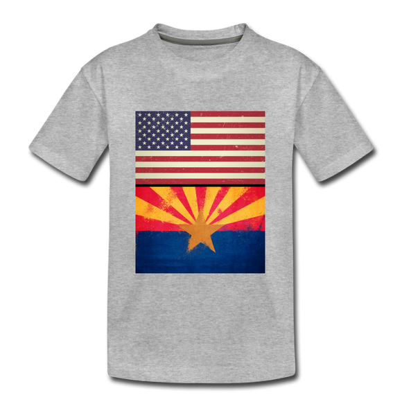 US & Arizona Grunge Flags - Kids' Premium T-Shirt - heather gray