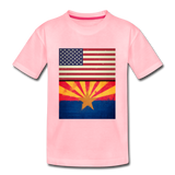 US & Arizona Grunge Flags - Kids' Premium T-Shirt - pink