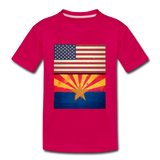 US & Arizona Grunge Flags - Kids' Premium T-Shirt - dark pink