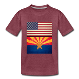 US & Arizona Grunge Flags - Kids' Premium T-Shirt - heather burgundy