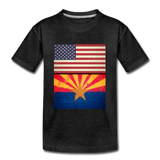 US & Arizona Grunge Flags - Kids' Premium T-Shirt - charcoal gray