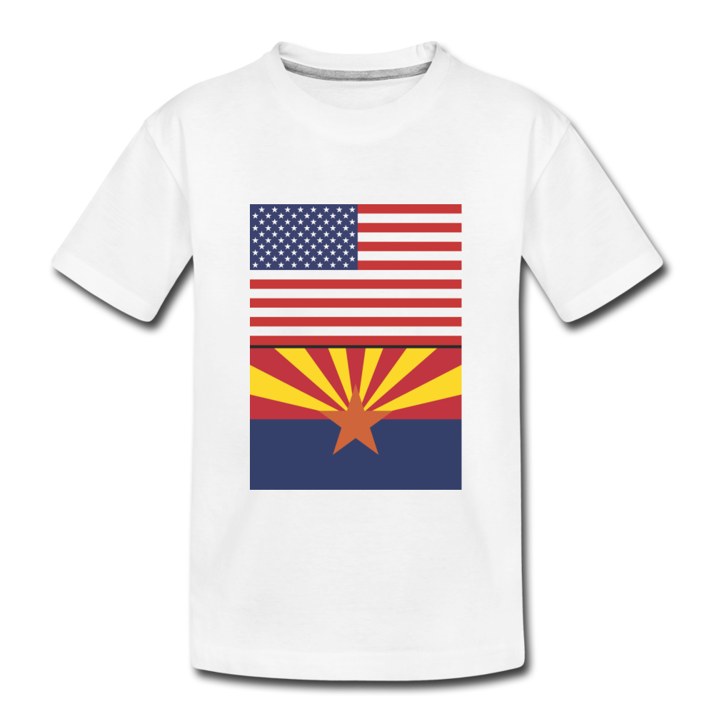 US & Arizona Flags - Kids' Premium T-Shirt - white