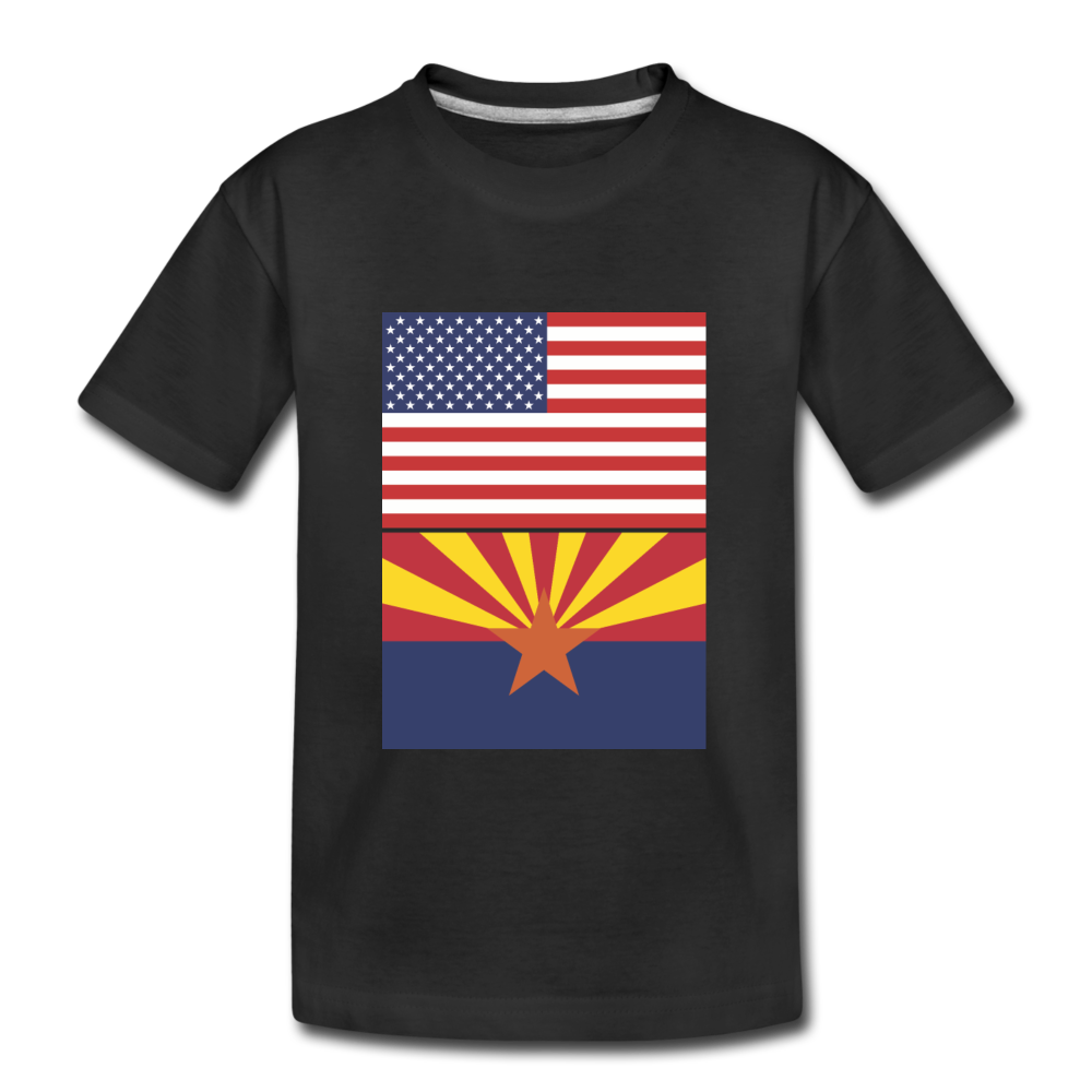 US & Arizona Flags - Kids' Premium T-Shirt - black