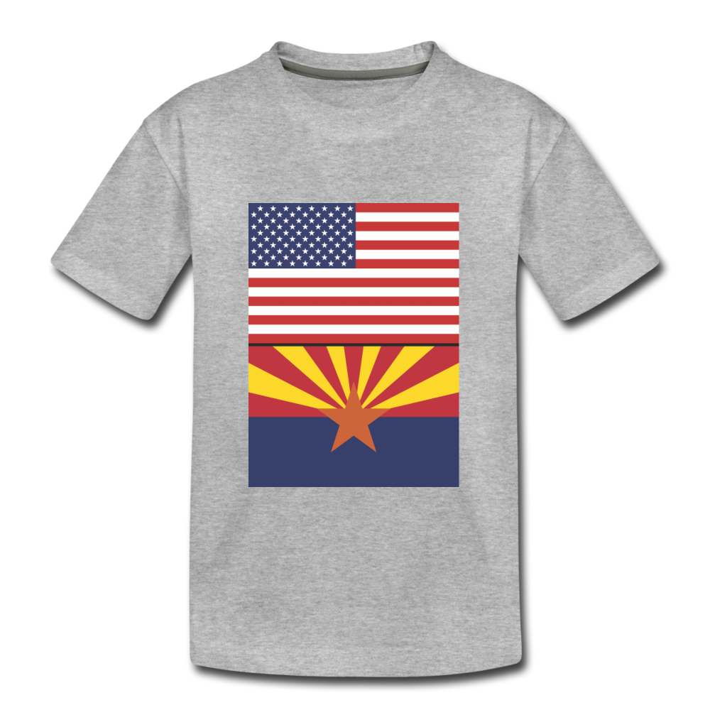 US & Arizona Flags - Kids' Premium T-Shirt - heather gray