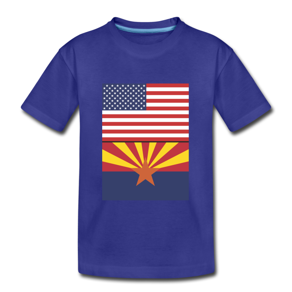 US & Arizona Flags - Kids' Premium T-Shirt - royal blue