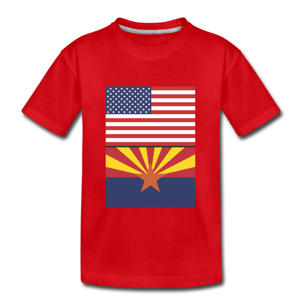 US & Arizona Flags - Kids' Premium T-Shirt - red